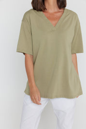 NIX V-Neck T-Shirt Green Taupe