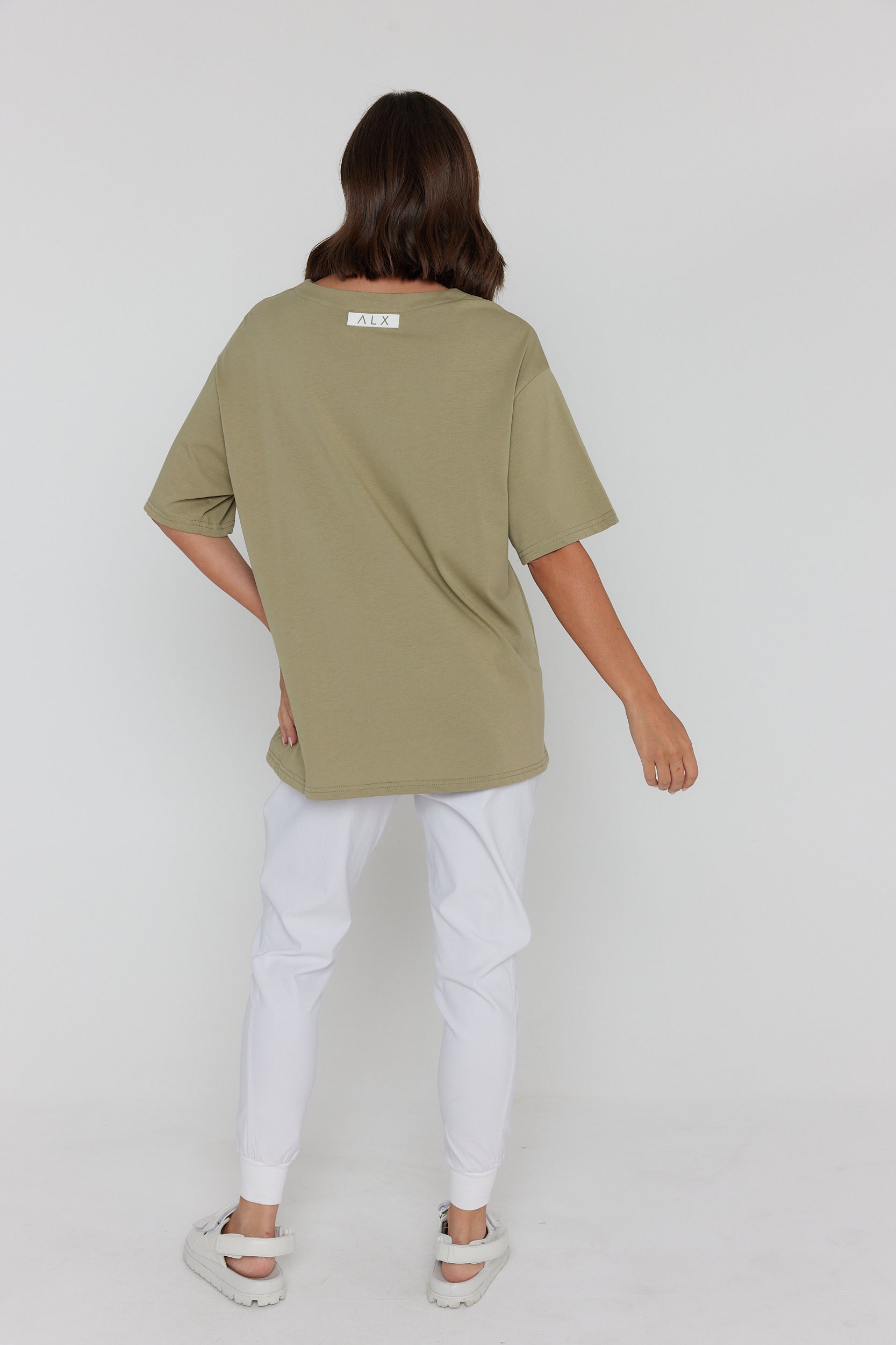 NIX V-Neck T-Shirt Green Taupe