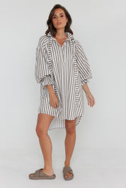 LYCIUM Dress Taupe Stripe