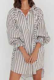 LYCIUM Dress Taupe Stripe