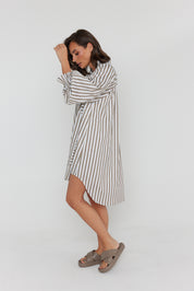 LYCIUM Dress Taupe Stripe