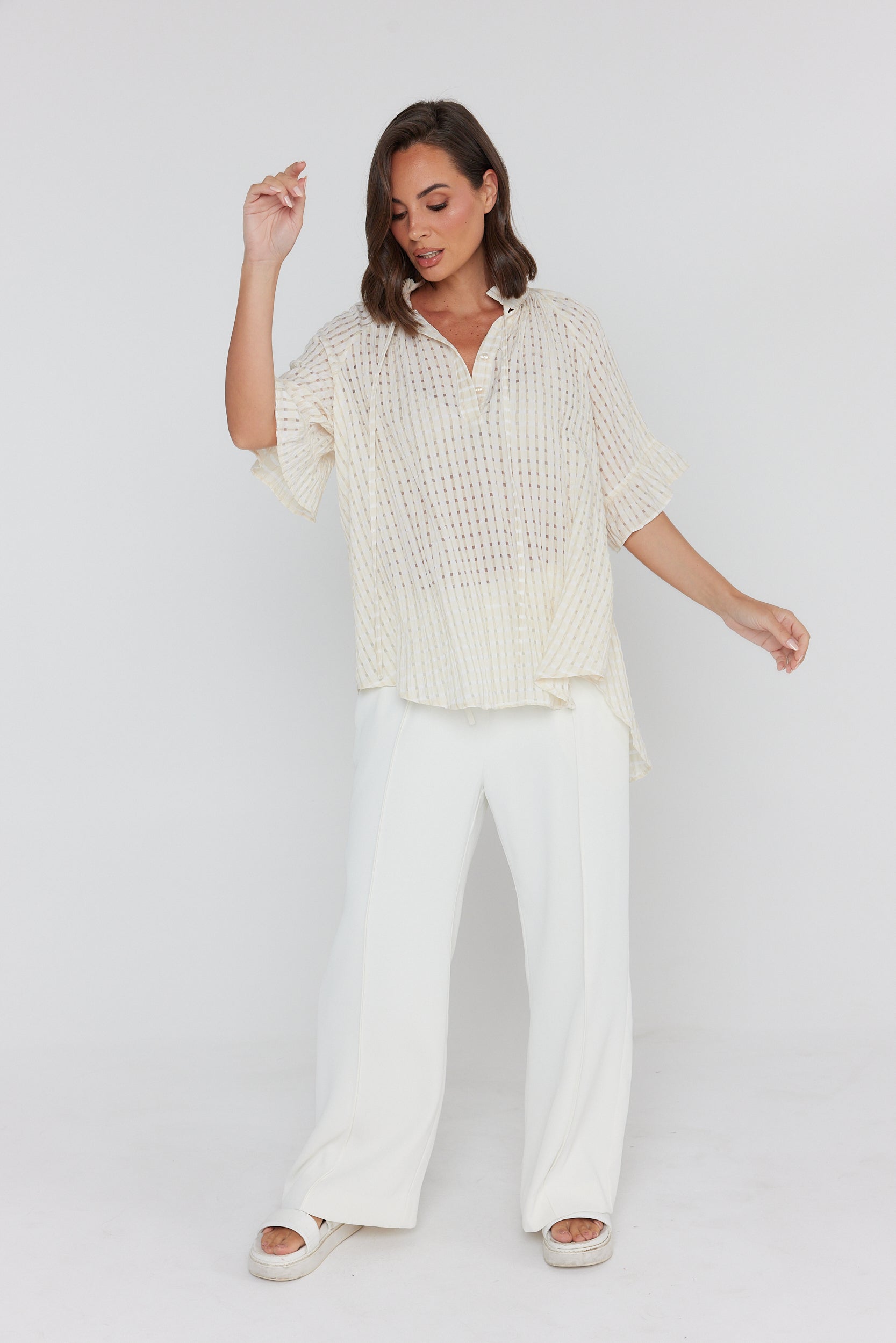 AQUILA Blouse Chequer Beige