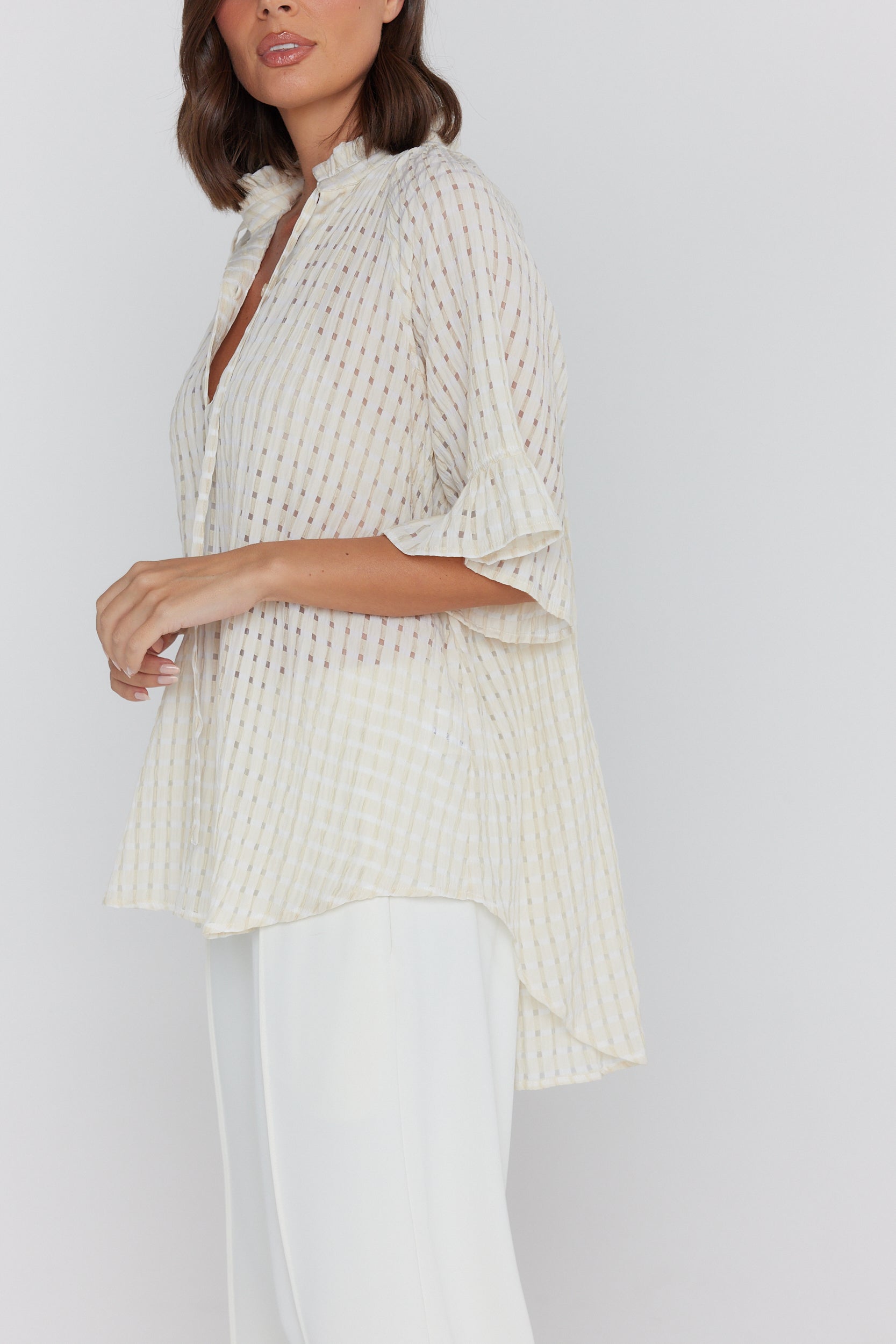 AQUILA Blouse Chequer Beige