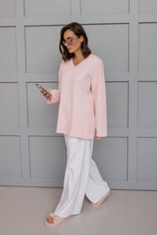 SANDERS V Long Sleeve Top  Pink