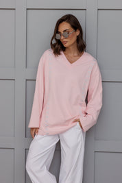 SANDERS V Long Sleeve Top  Pink