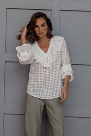 BILLY Blouse Chequer White