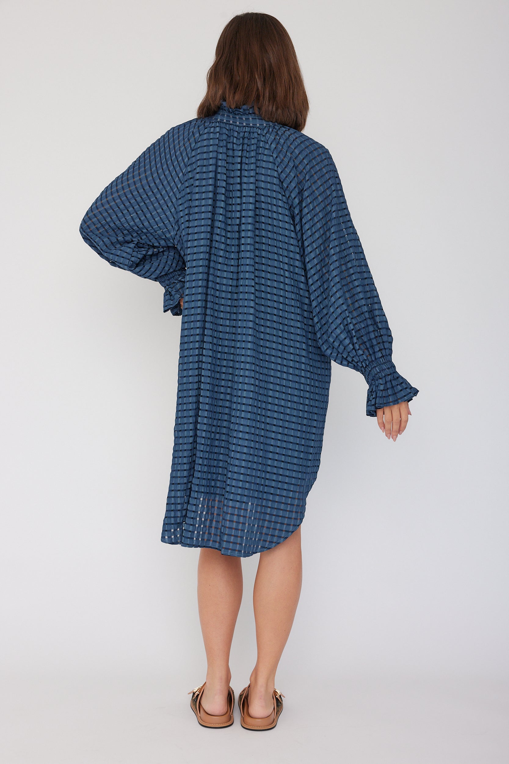 LYCIUM Dress Chequer Navy