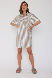 APEX Dress Taupe Stripe