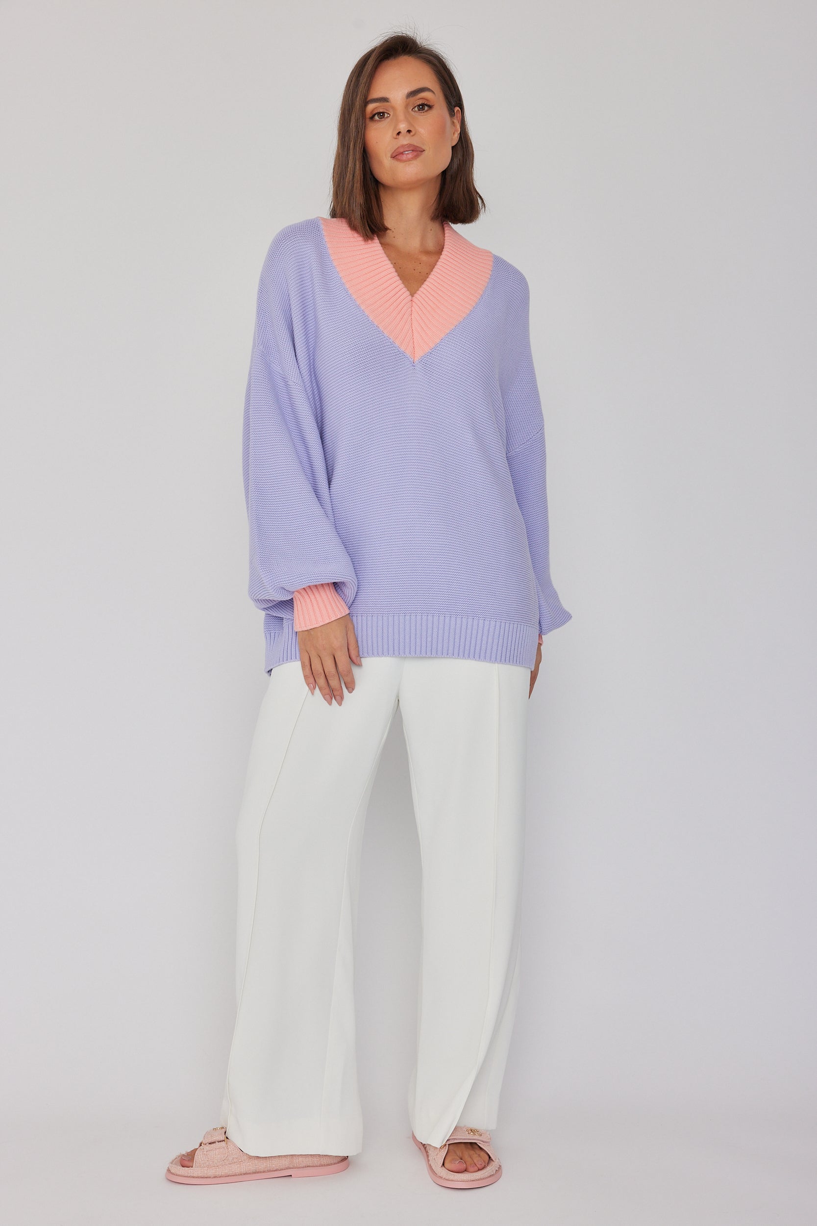 VISSY Knit Jumper Lilac/Peach