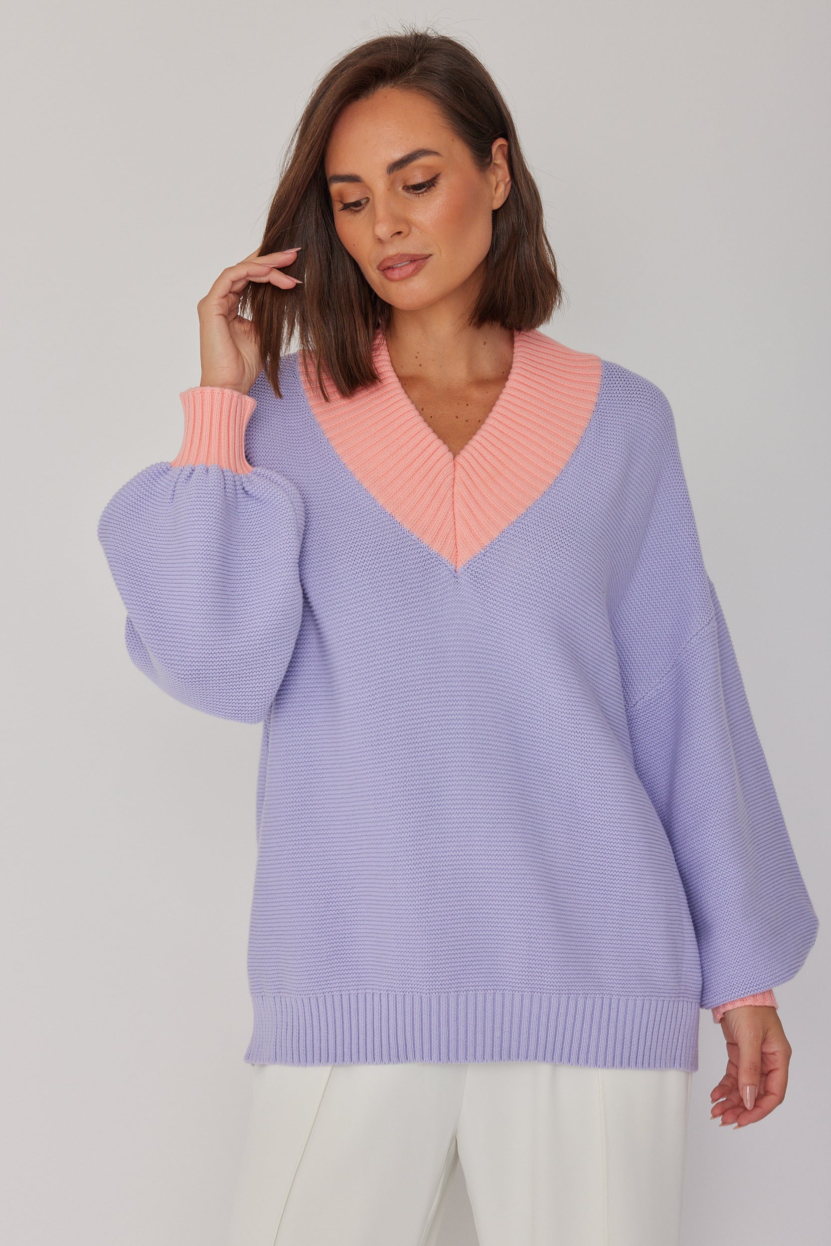 VISSY Knit Jumper Lilac/Peach