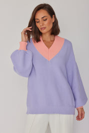 VISSY Knit Jumper Lilac/Peach