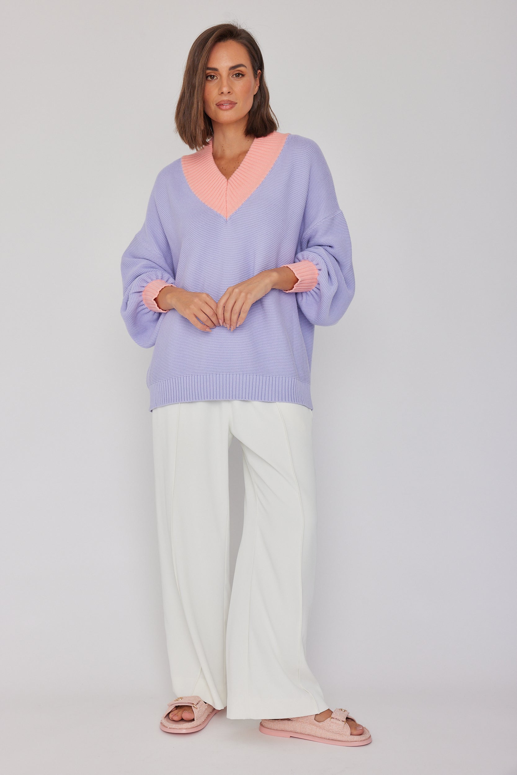 VISSY Knit Jumper Lilac/Peach