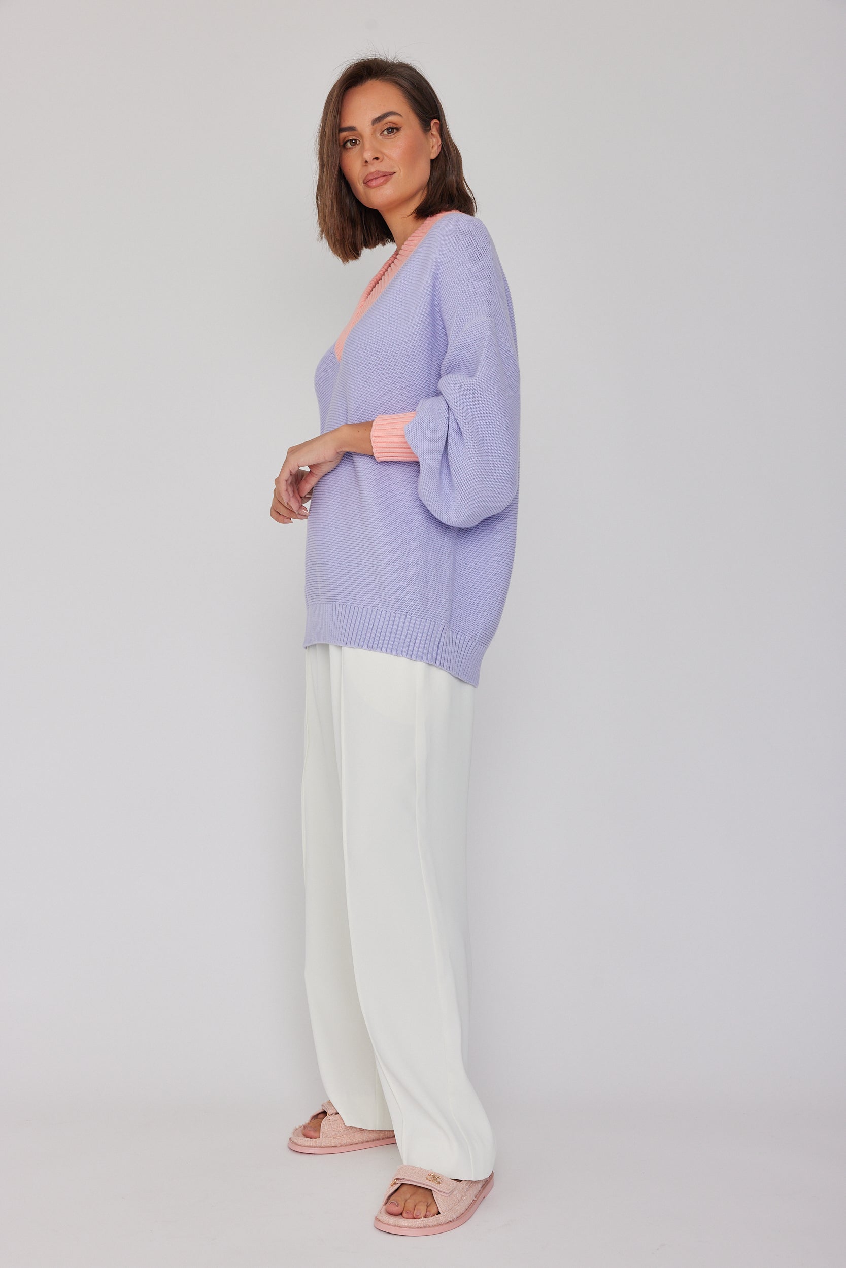 VISSY Knit Jumper Lilac/Peach