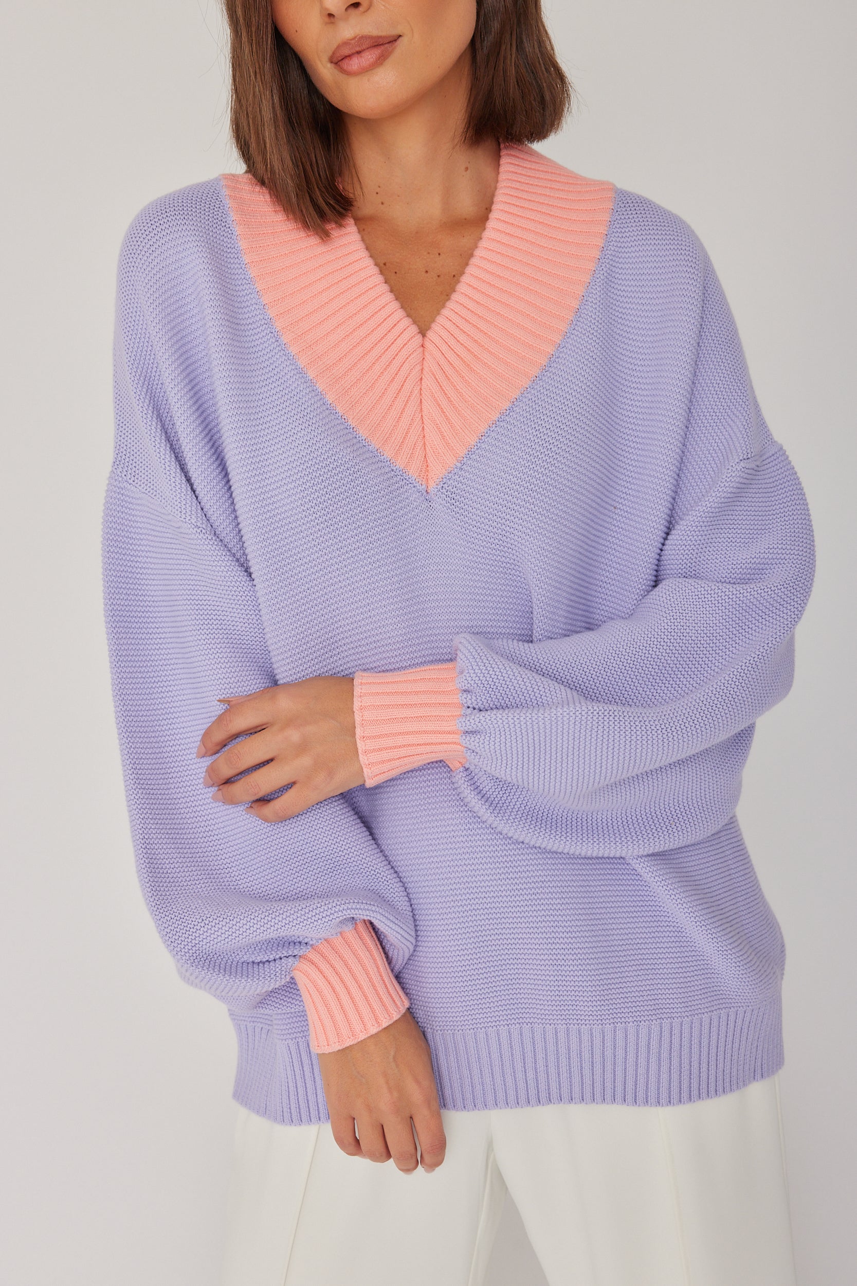 VISSY Knit Jumper Lilac/Peach