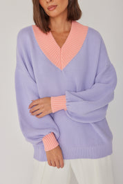 VISSY Knit Jumper Lilac/Peach