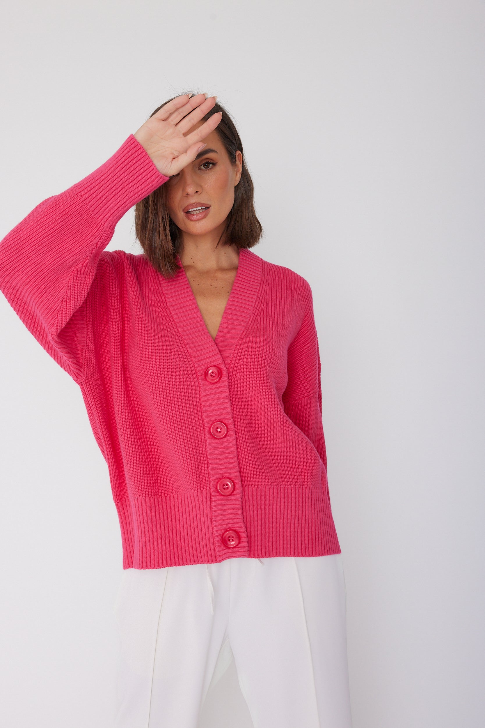 QUINCY Cardigan Hot Pink