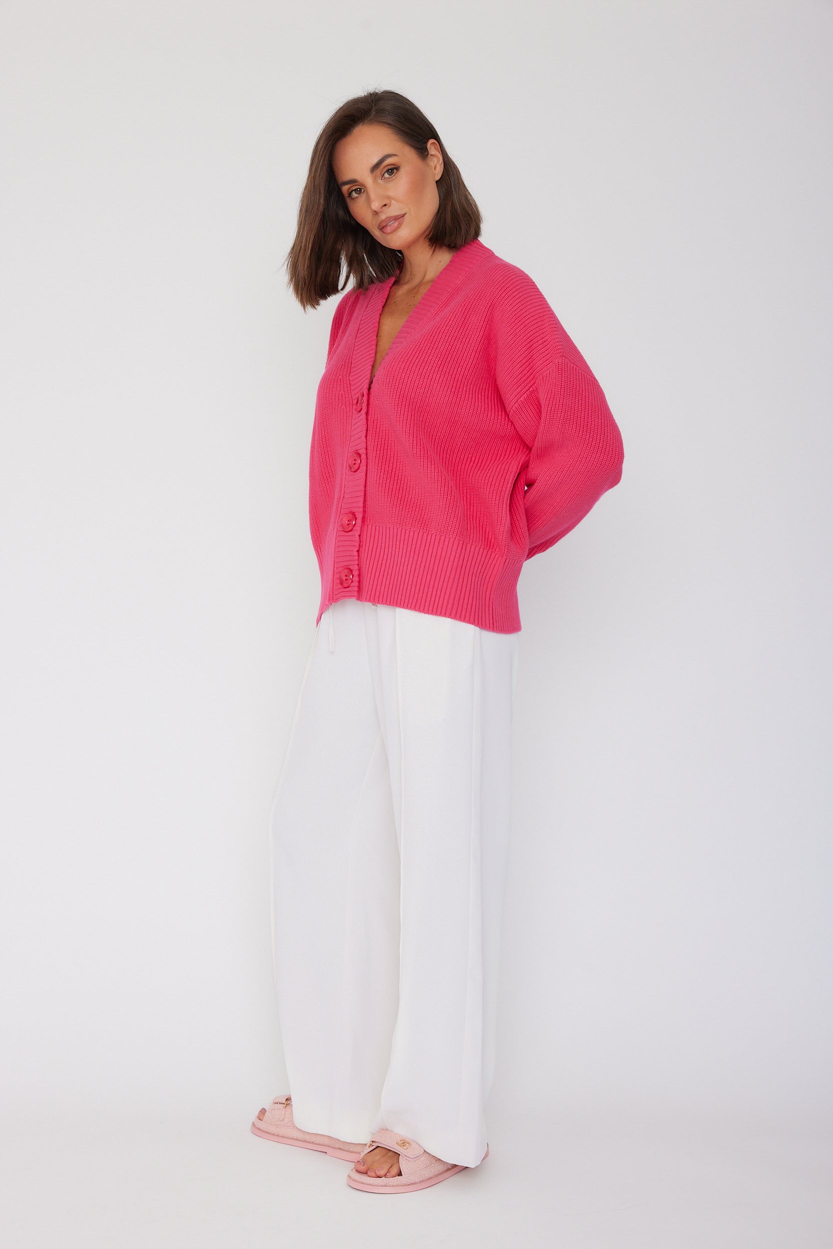 QUINCY Cardigan Hot Pink