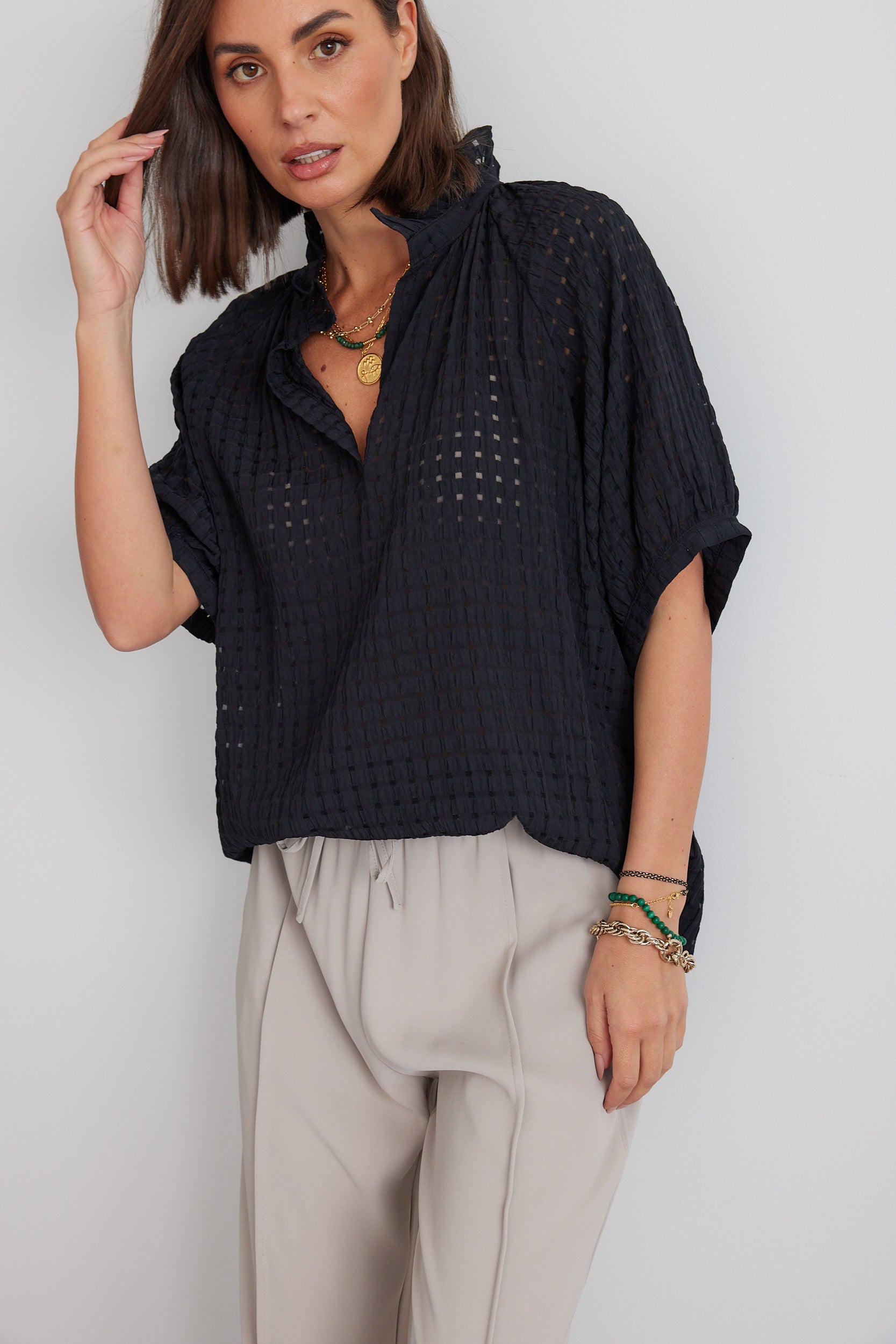 PRESTO Blouse Chequer Black