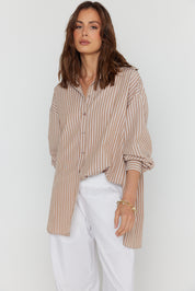 MARCO Shirt Beige Stripe