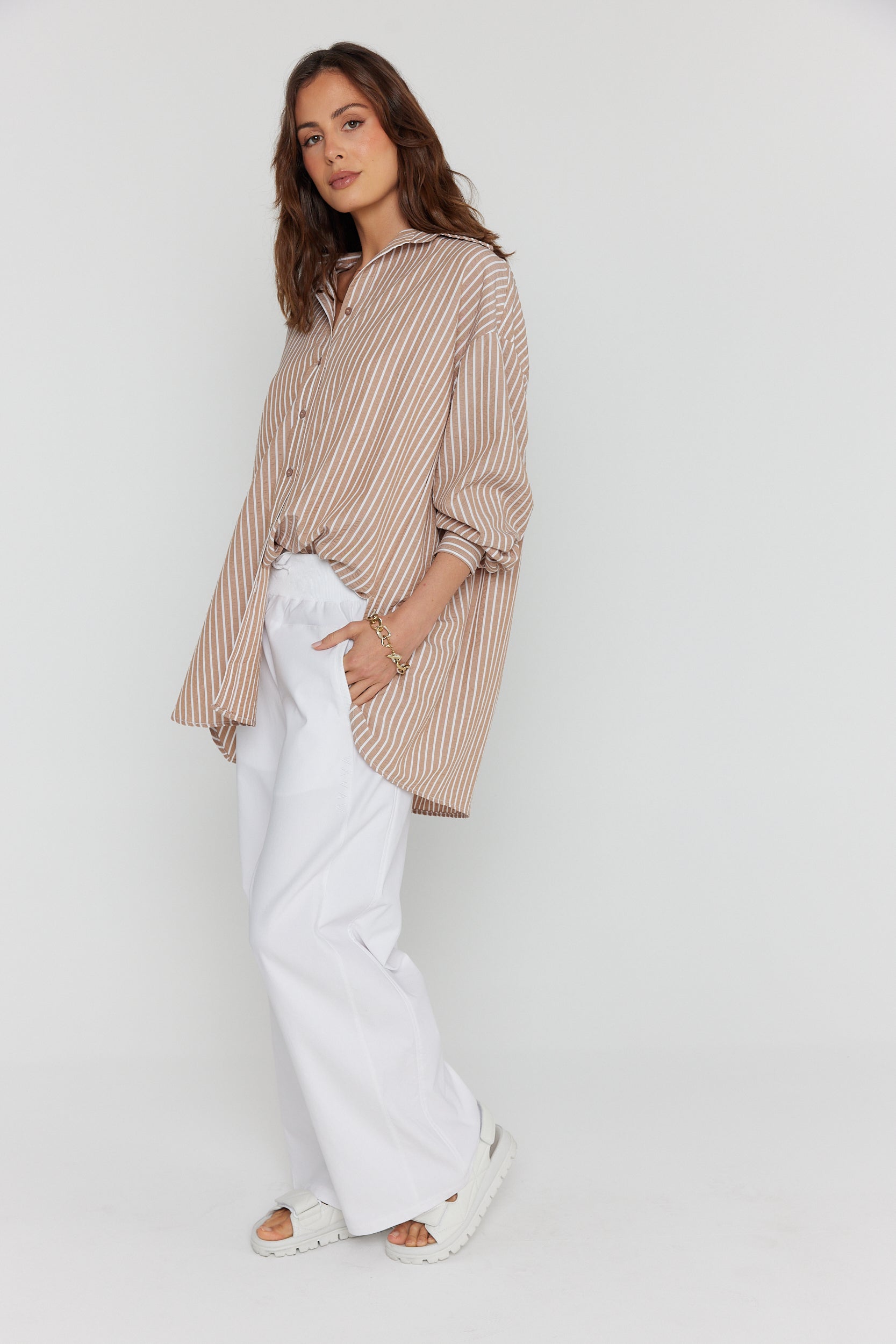 MARCO Shirt Beige Stripe