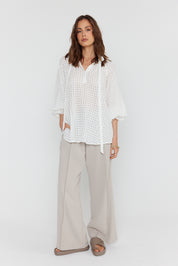 DANILL Blouse Chequer White