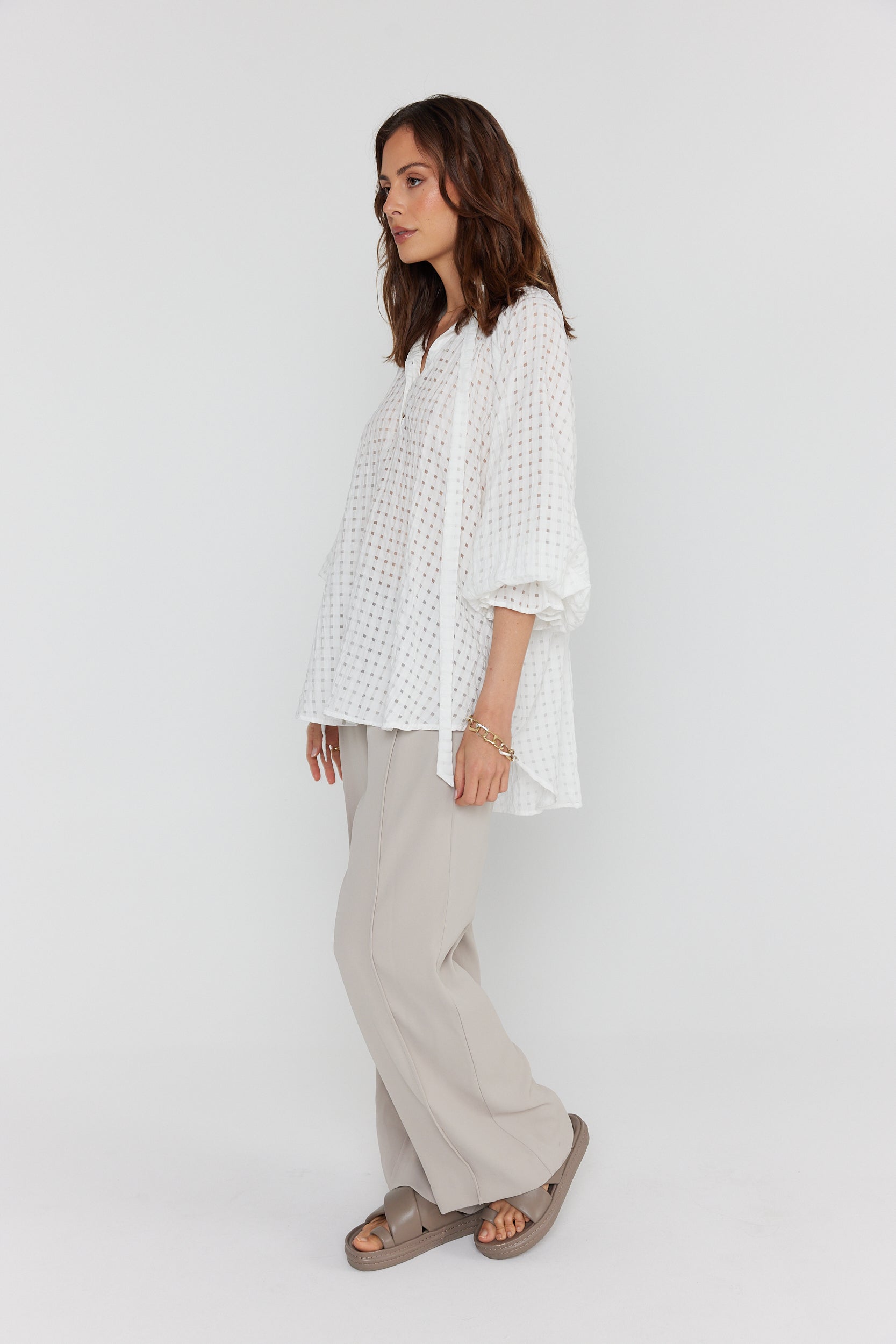 DANILL Blouse Chequer White