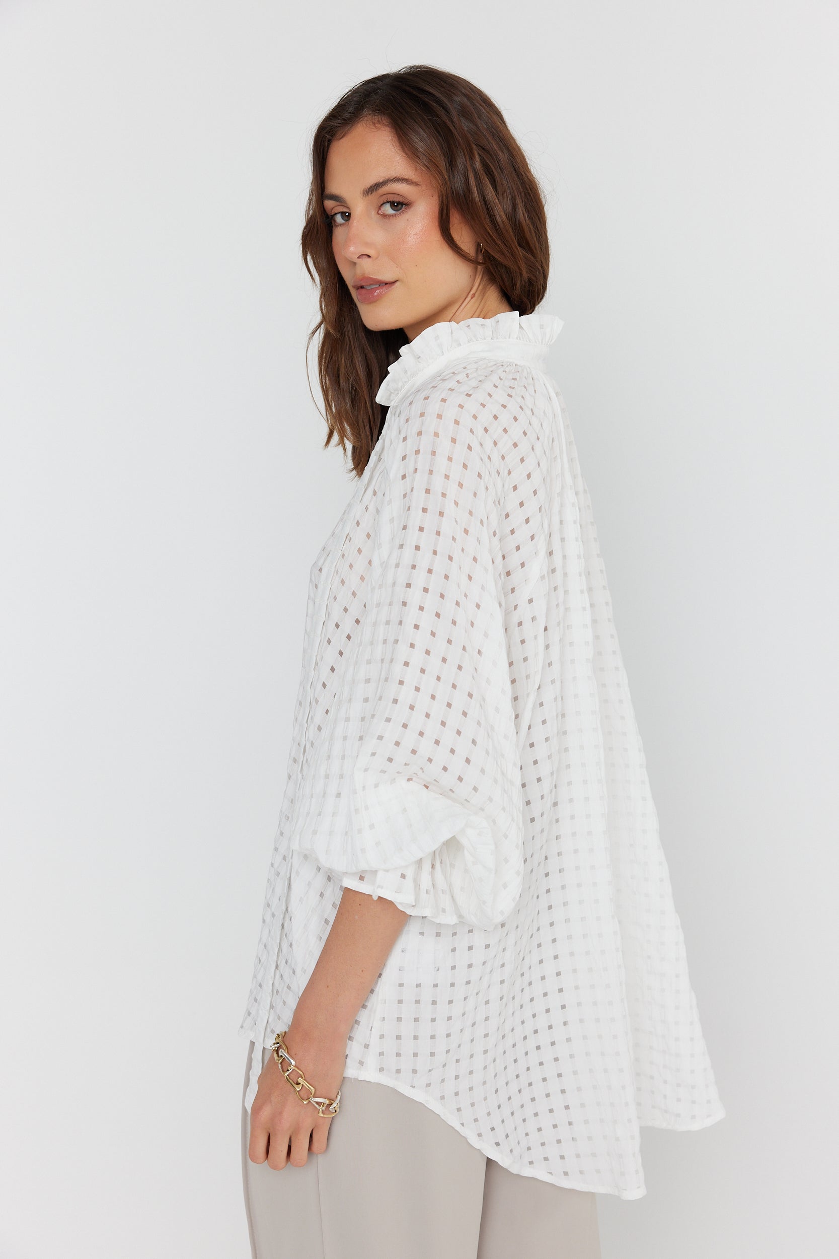 DANILL Blouse Chequer White