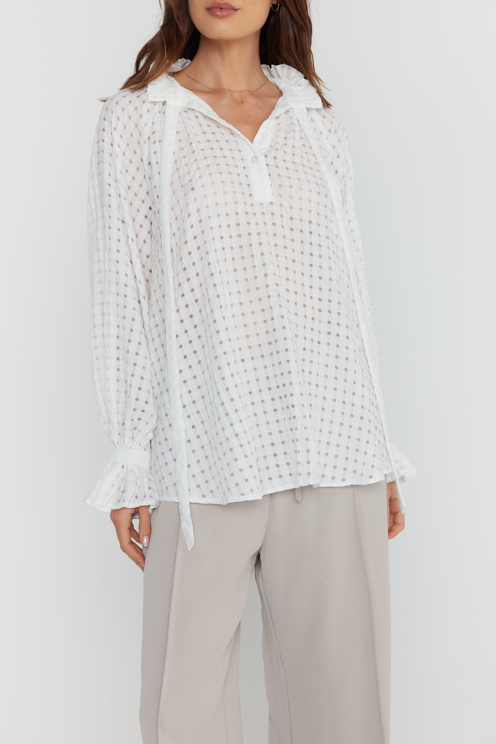 DANILL Blouse Chequer White