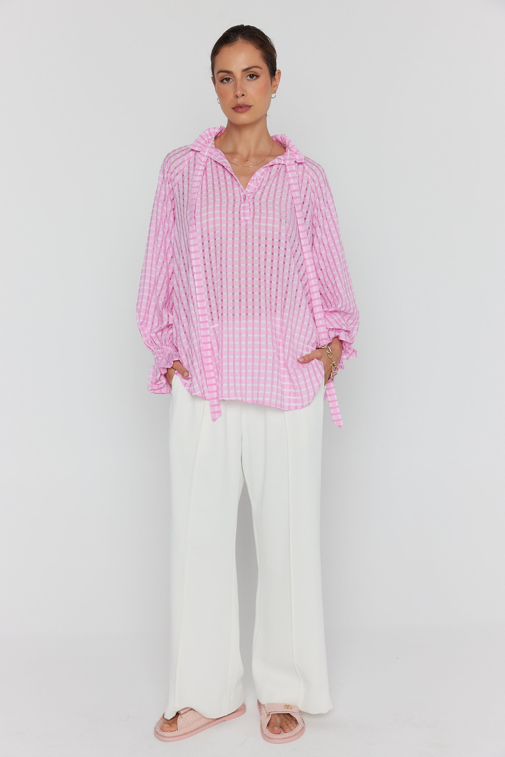 DANILL Blouse Chequer Pink