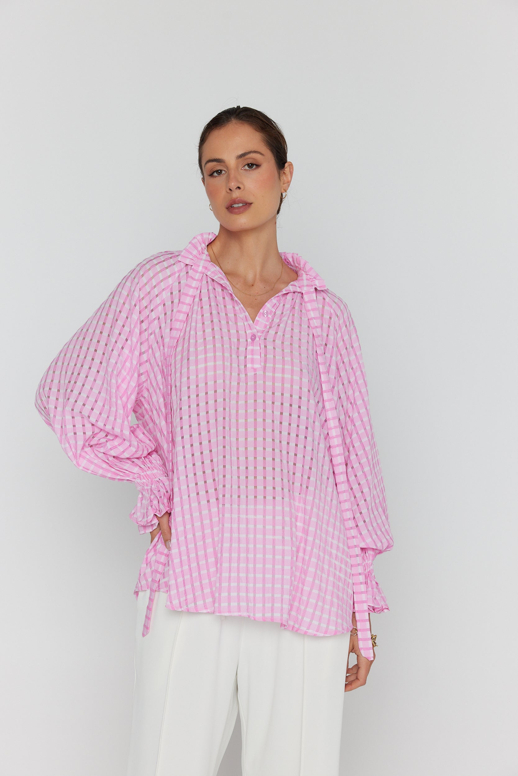 DANILL Blouse Chequer Pink