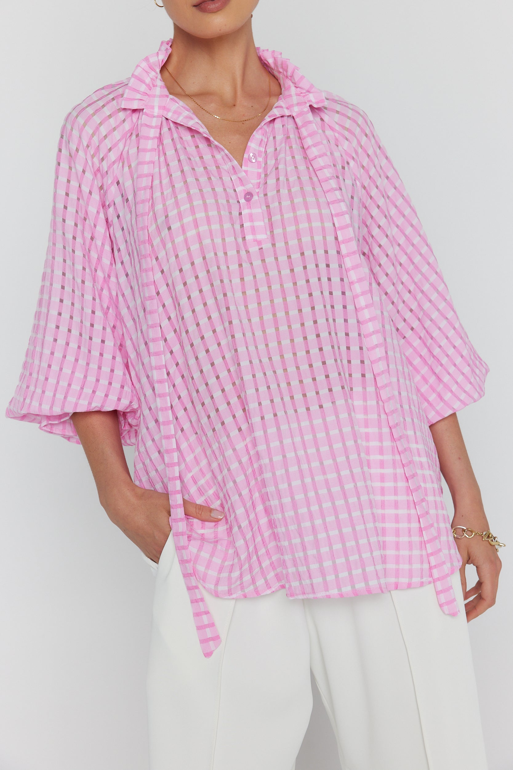 DANILL Blouse Chequer Pink