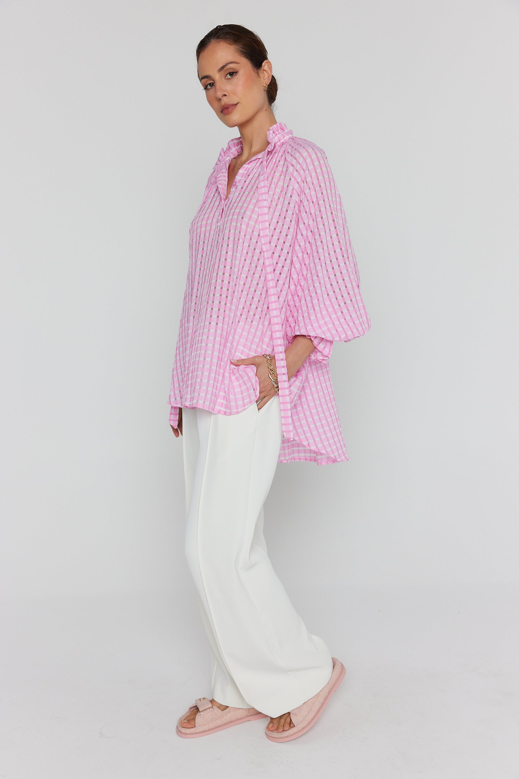 DANILL Blouse Chequer Pink
