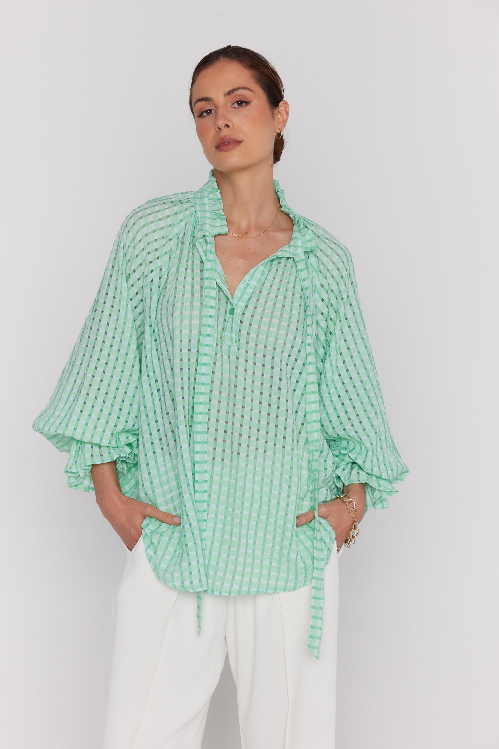 DANILL Blouse Chequer Green