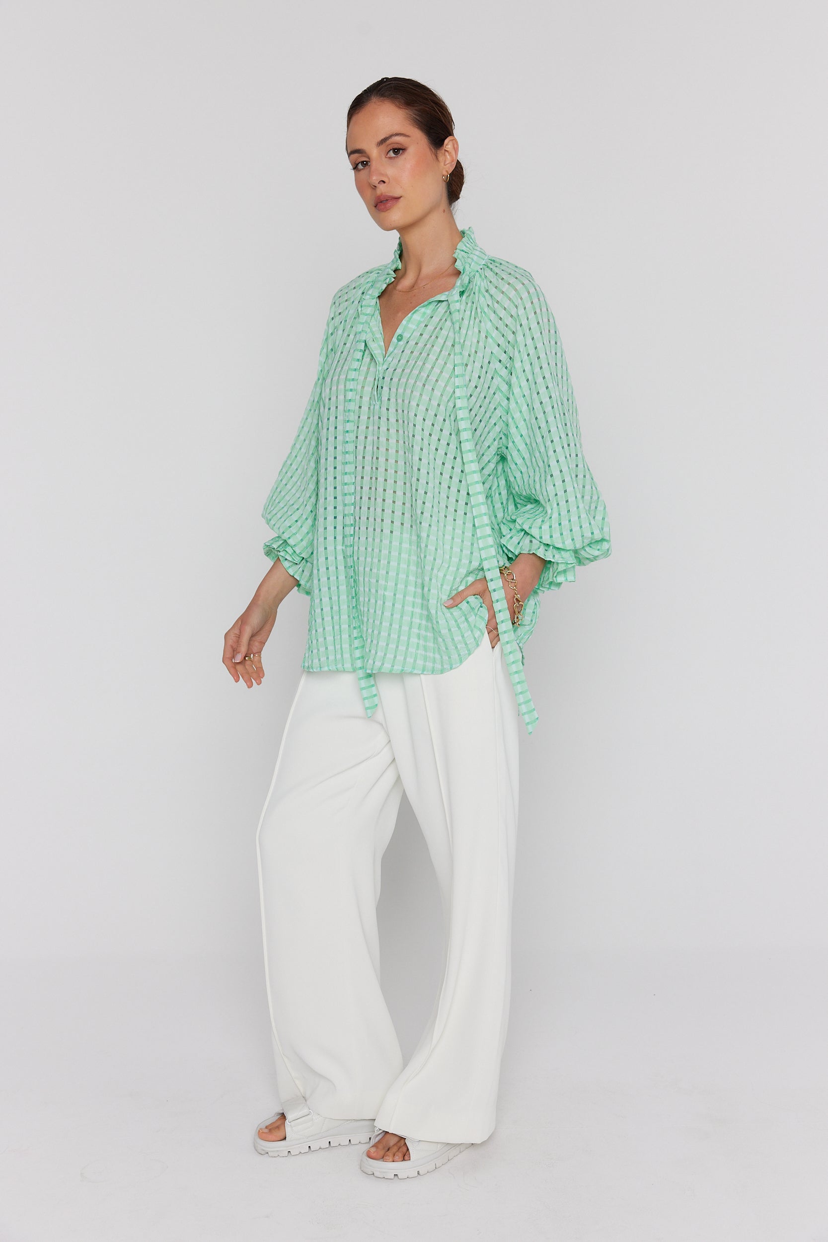 DANILL Blouse Chequer Green