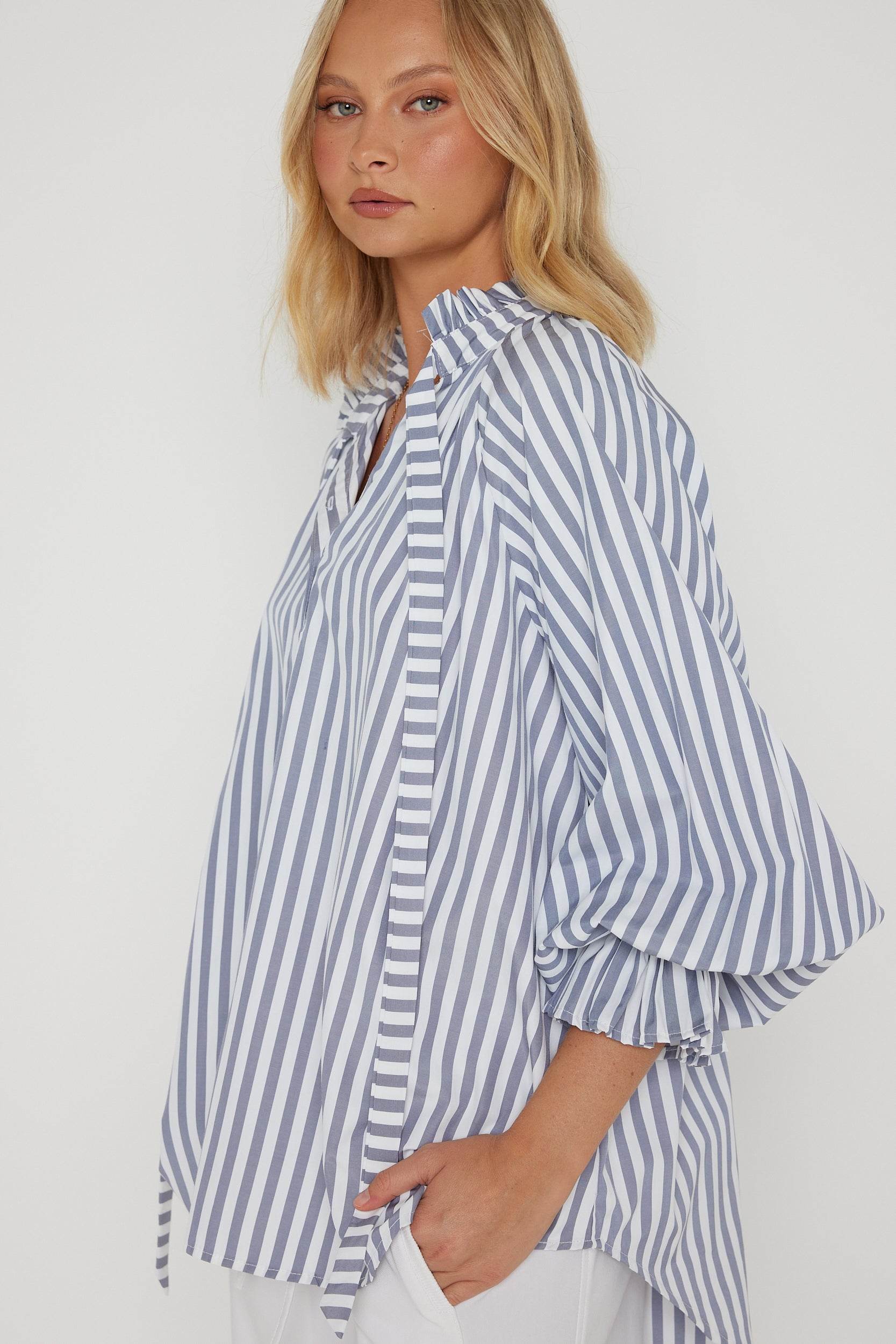 DANILL Blouse Grey Stripe