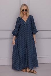 MADERO Dress Chequer Navy