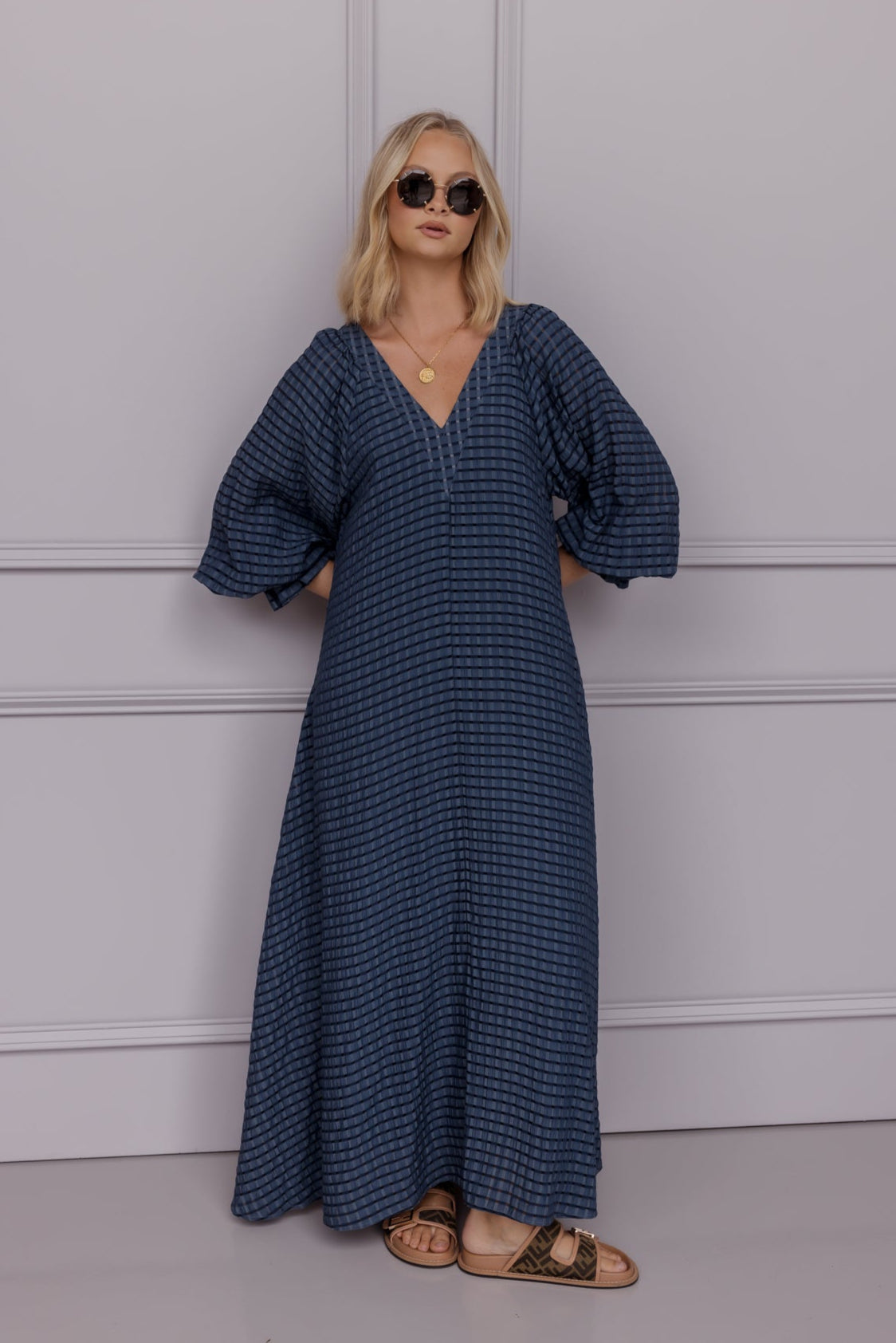MADERO Dress Chequer Navy