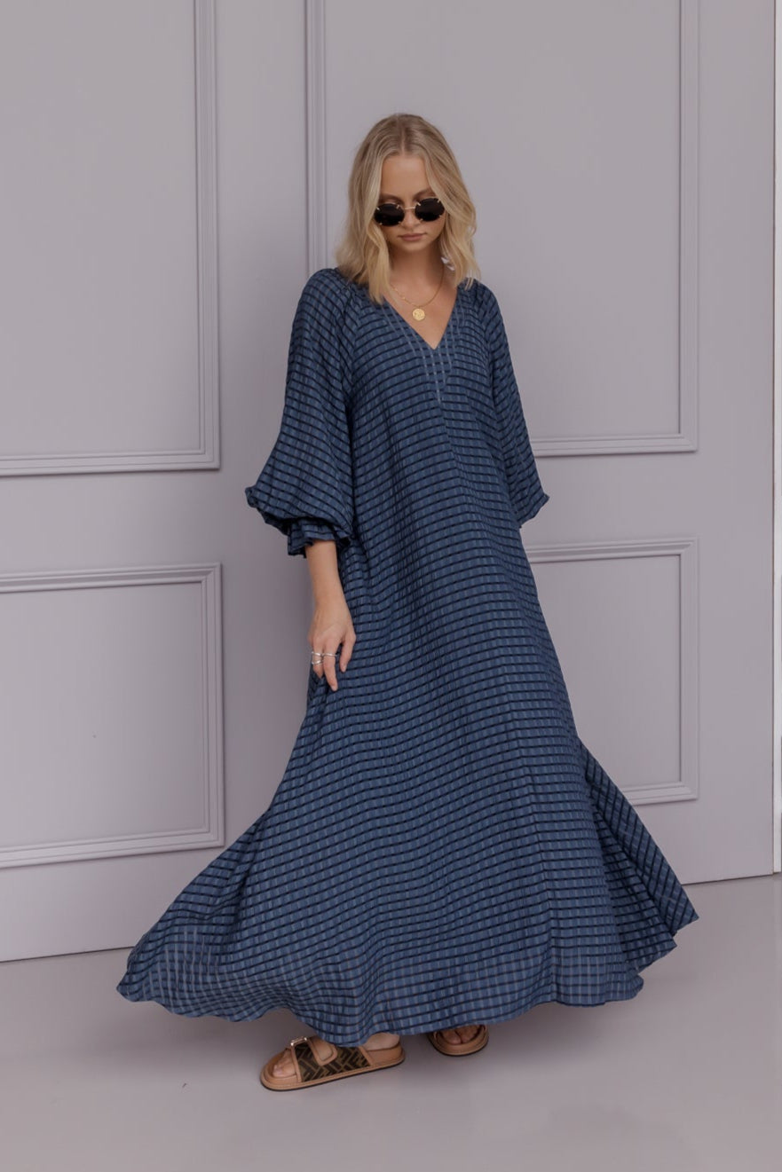 MADERO Dress Chequer Navy