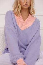 VISSY Knit Jumper Lilac/Peach