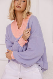 VISSY Knit Jumper Lilac/Peach