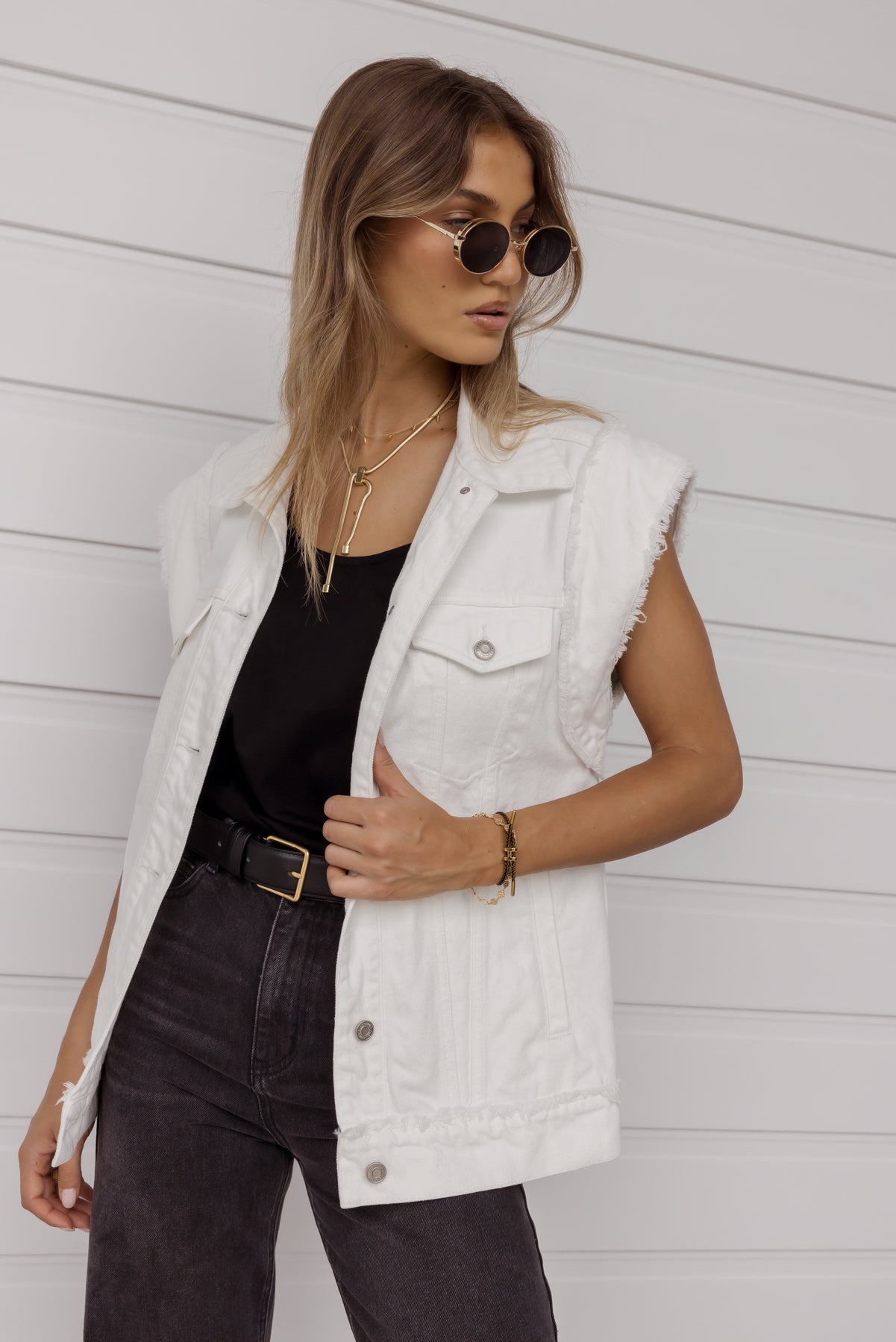 KOZET Vest White Denim