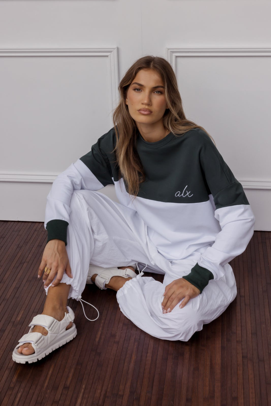 SIA Long Sleeve Top White/Green