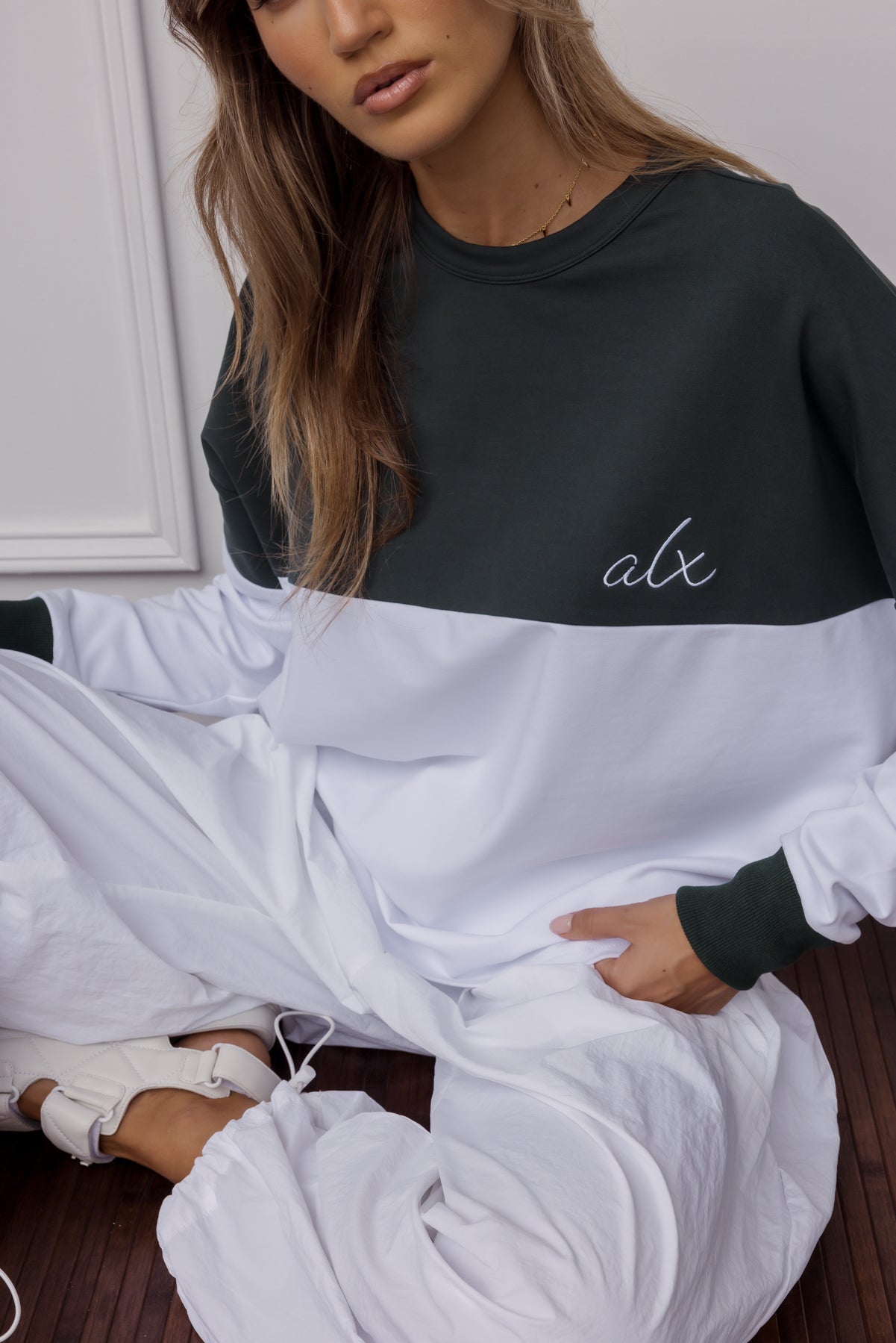 SIA Long Sleeve Top White/Green