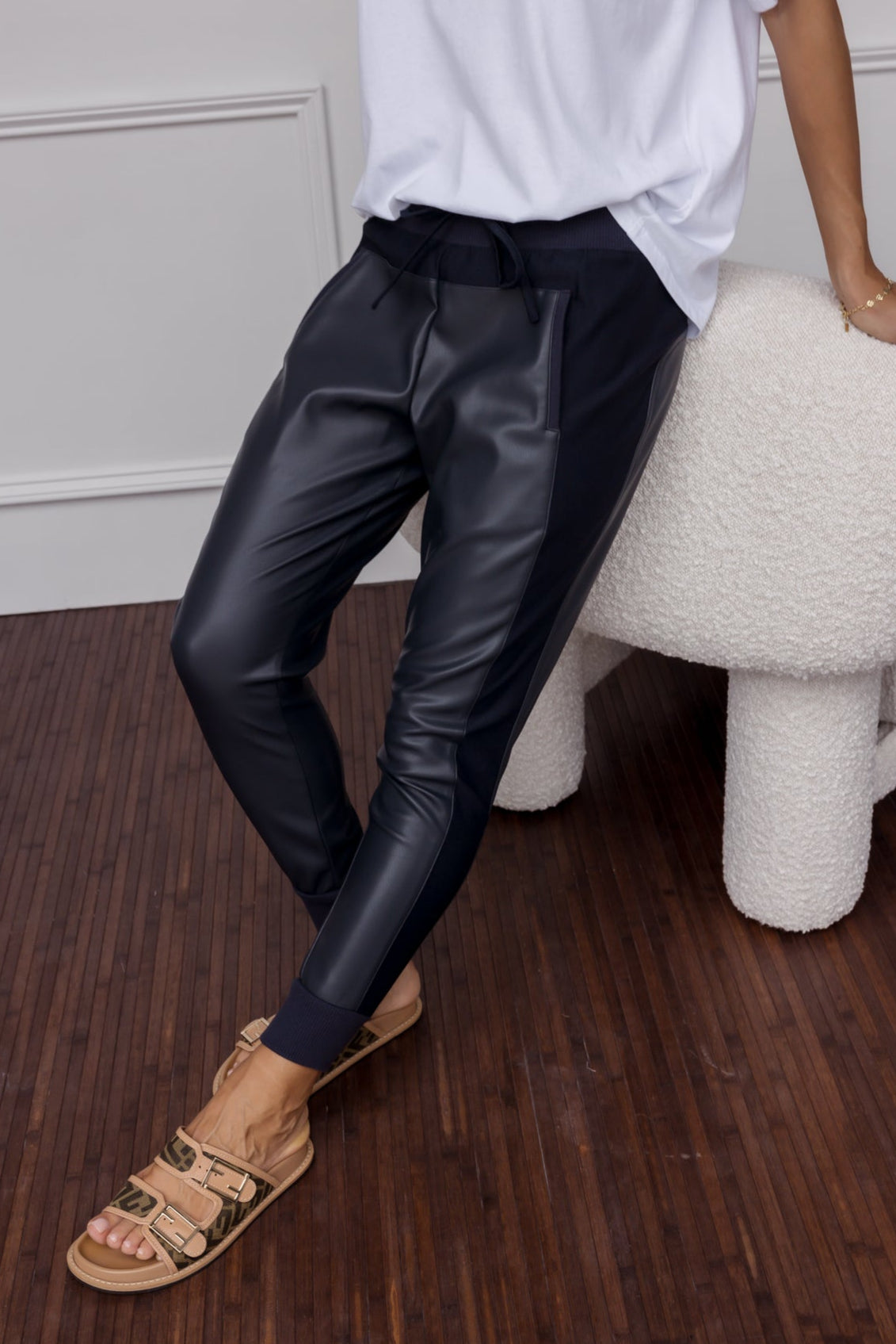 JOEY Pants Vegan Leather Navy