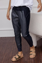 JOEY Pants Vegan Leather Navy