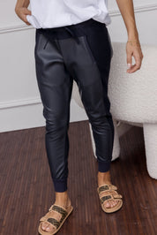 JOEY Pants Vegan Leather Navy