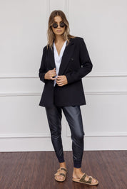 JOEY Pants Vegan Leather Navy