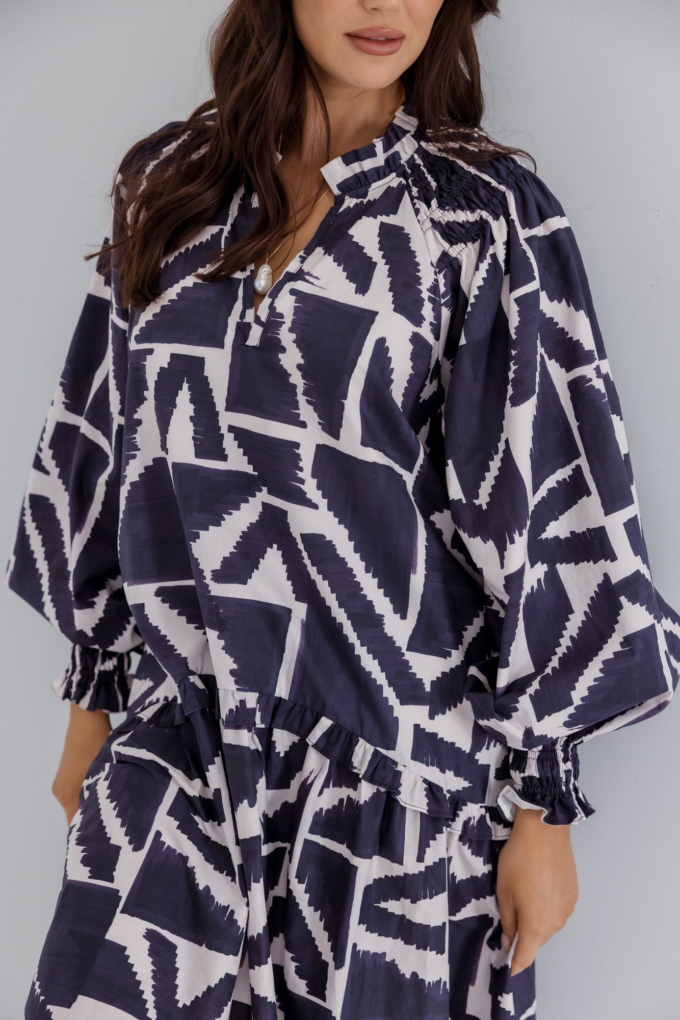TOMMY Dress Navy Geo Print