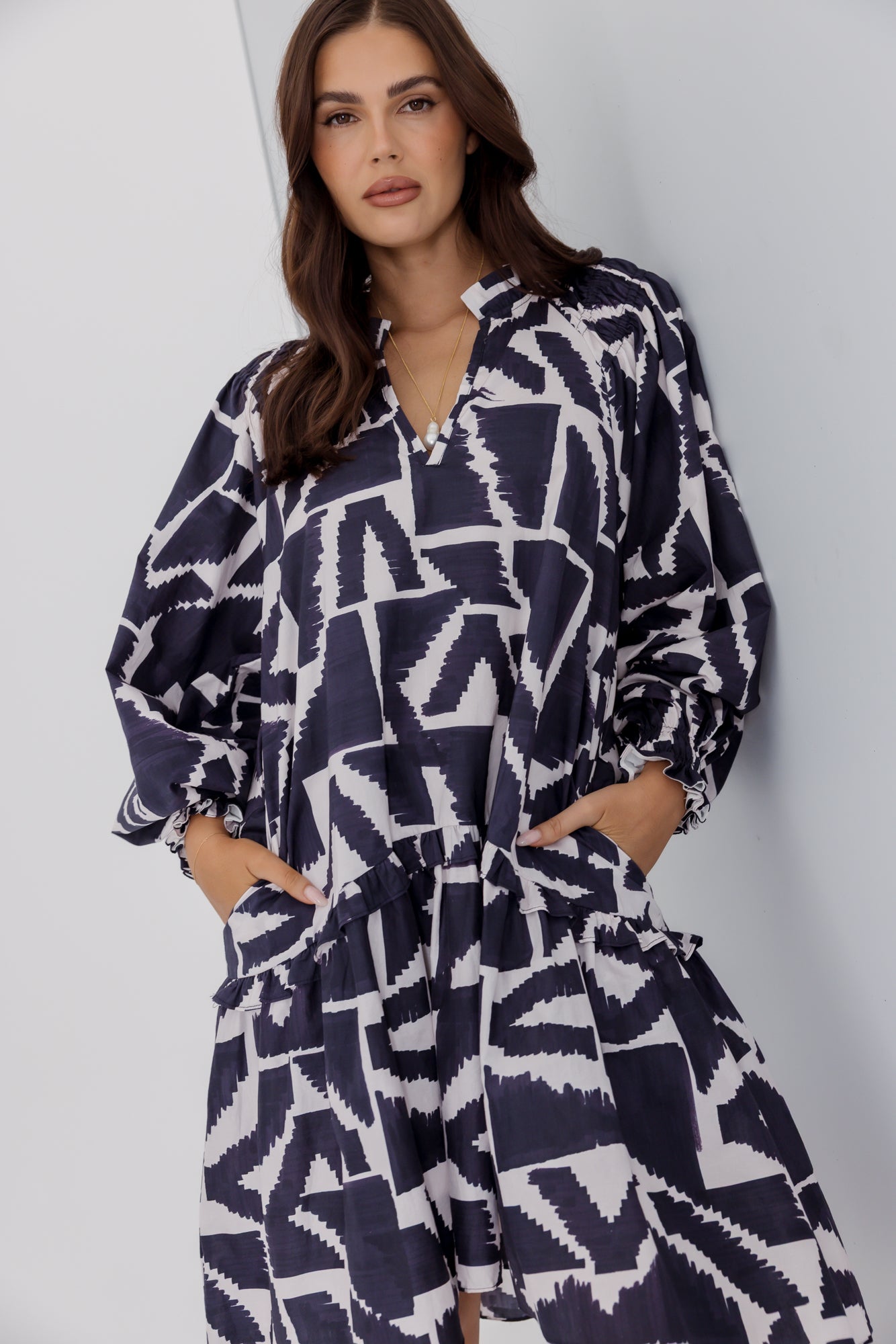 TOMMY Dress Navy Geo Print