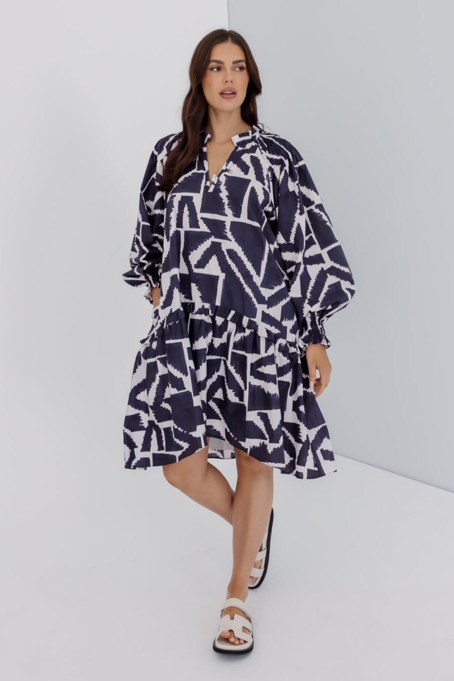 TOMMY Dress Navy Geo Print